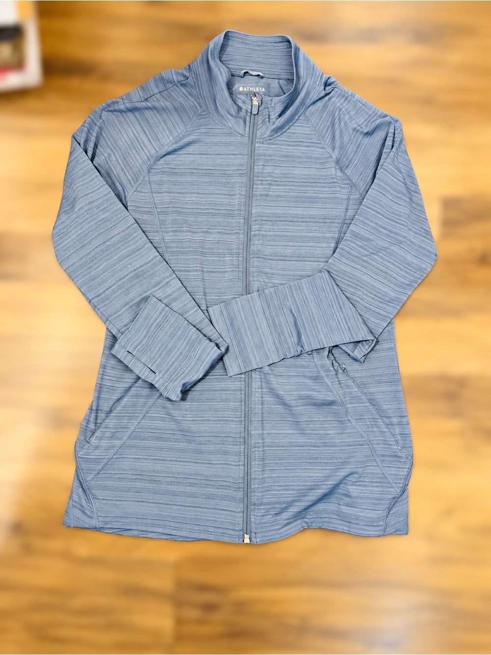 Athleta Women’s Blue Full Zip Athletic Jacket Size Large L Thumbholes